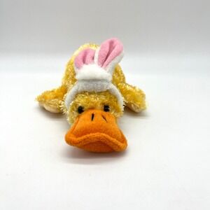 Dan Dee Duck Plush Easter‎ Bunny Ears Yellow Orange Stuffed Animal Toy
